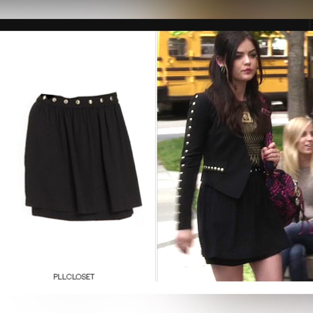 RACHEL Rachel Roy Black Mini Skirt with Gold Studs